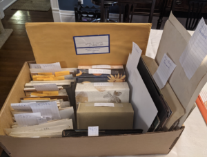 A box of photos carefully organized by date